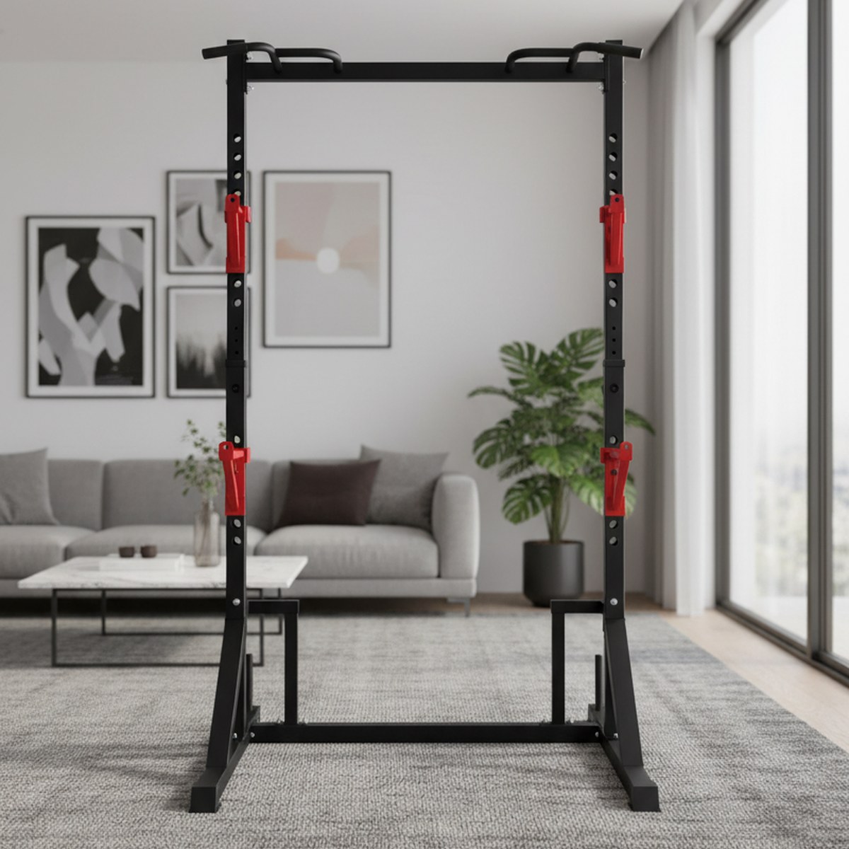 Home Bar And Gym - Verstellbares Power Rack mit Klimmzugstange, Home-Gym-Kniebeugengestell,