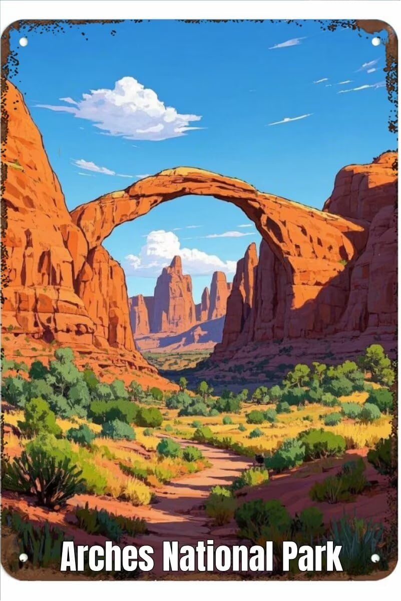 Home Bar And Coffee - 1 Stück, Vintage Metallschild „Arches National