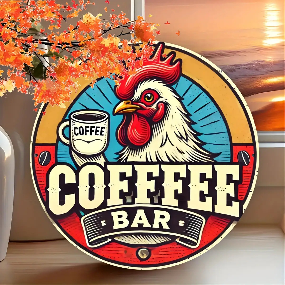 Home Bar And Coffee - 2D Vintage Aluminiumschild | Retro-Hahn beim