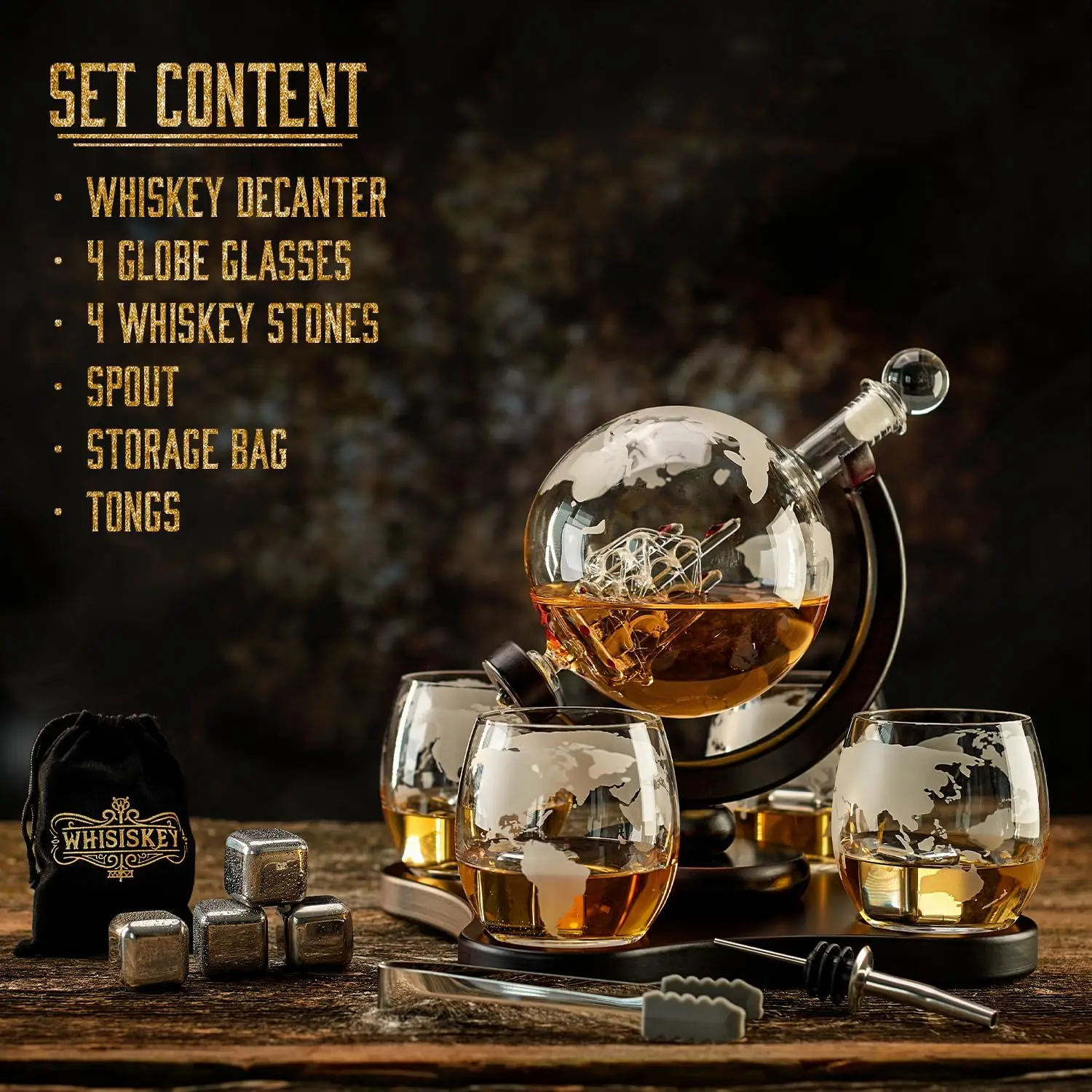 Decanter Globe Set - Nancihui kreative Glas Dekan ter 4-Tassen-Set