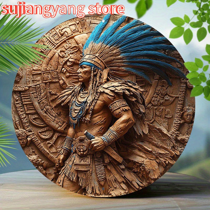 Home Bar Cafe - 1 Stück Azteken-Krieger, 20,3 cm, rund,