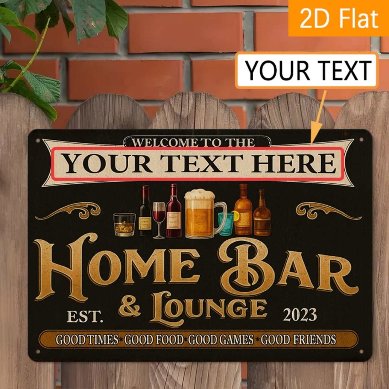 Home Bar Lounge - Personalisiertes Vintage-Metallschild für Hausbar & Lounge,