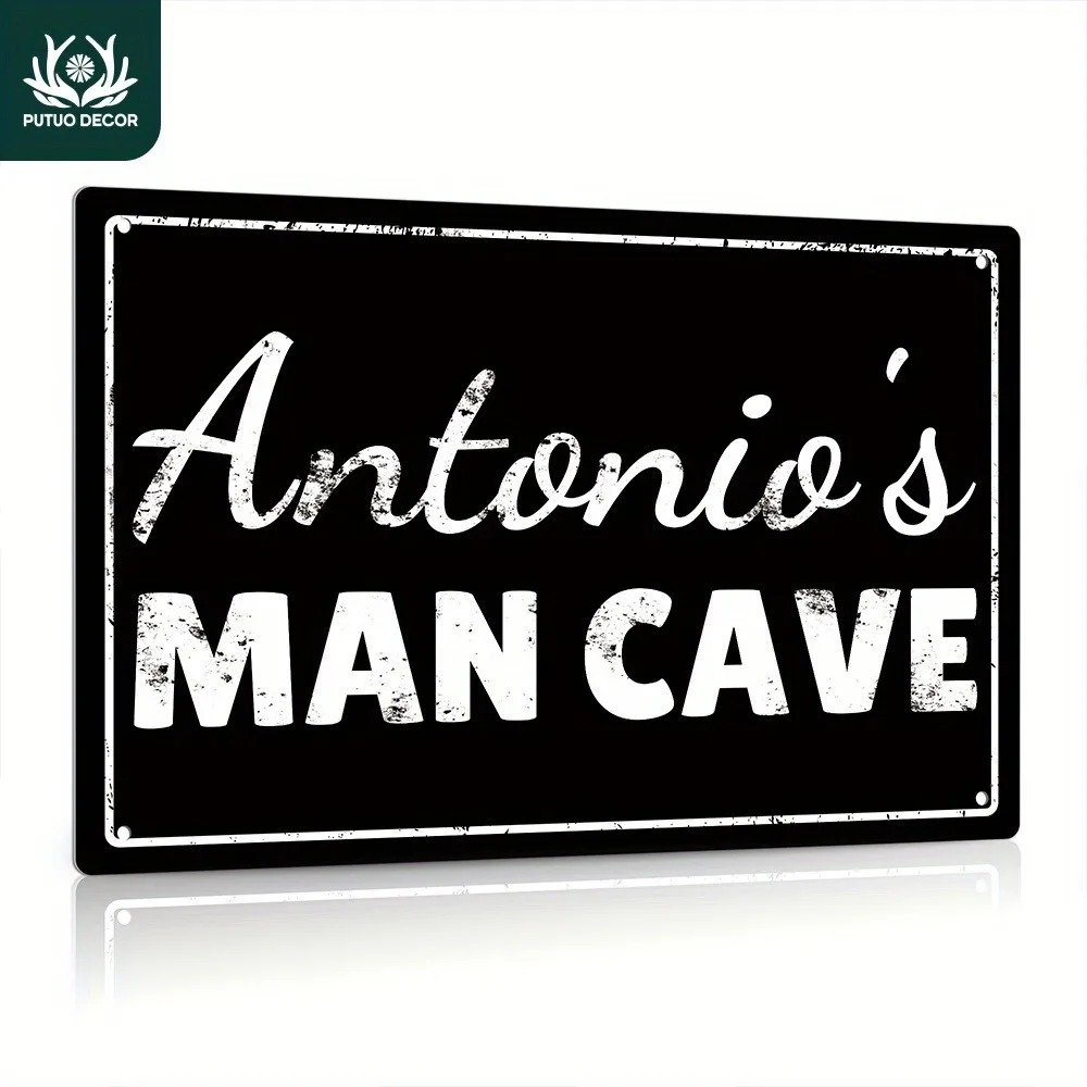 Home Bar Signs - [2D Flach] Personalisiertes Metallschild „Menschenhöhle“ 12x8