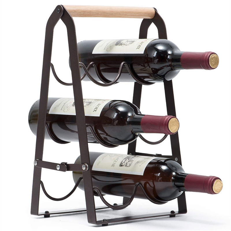 Home Bar Shelves - 6-Flaschen-Weinflaschenregal aus Eisen, zusammenklappbar, gewellt, zur