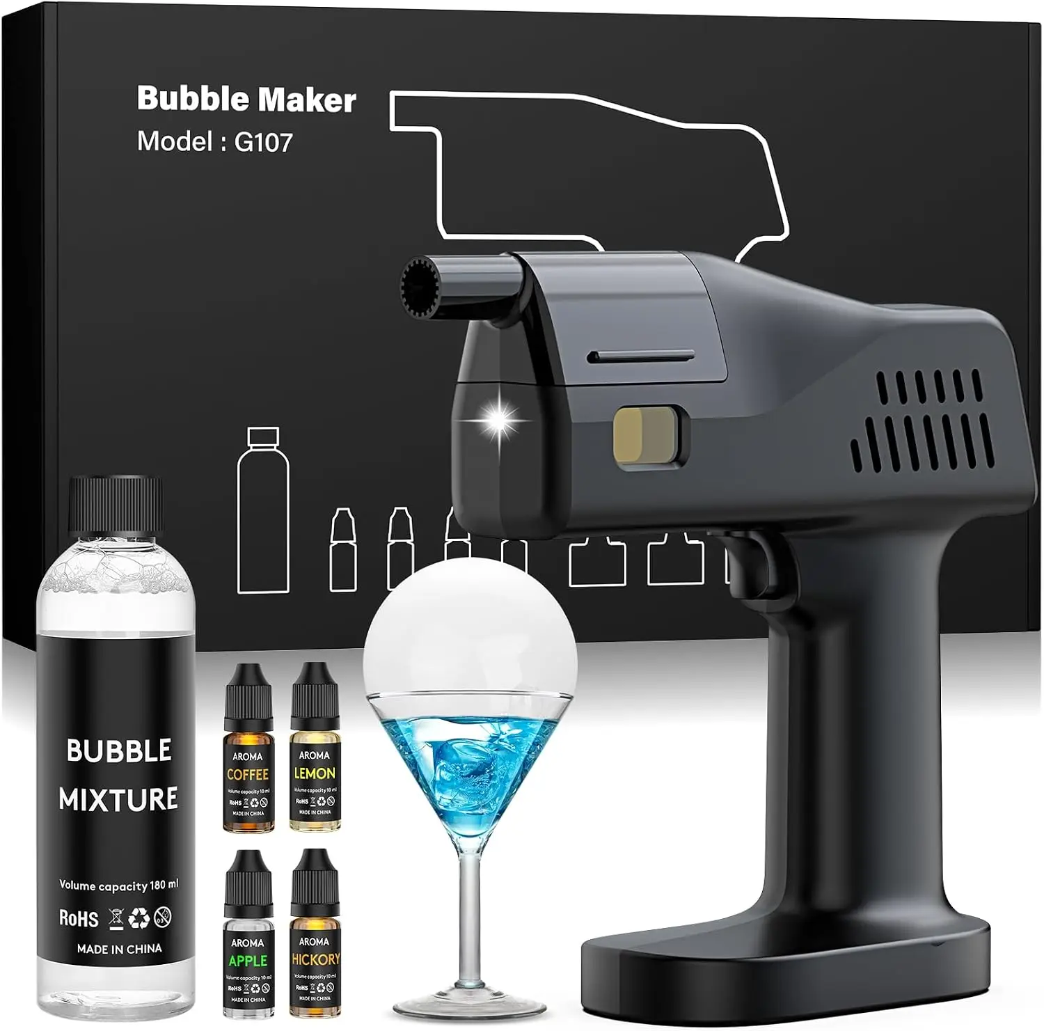 Smoking Gun Kit - Elektrisches Cocktail-Rauchblasenpistolen-Set | Aroma Blaster, 4