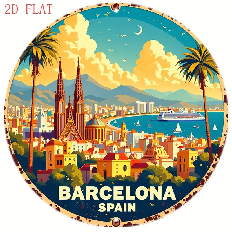 Rundes 8-Zoll-Metallschild mit – Home Barcelona Bewertung und Preis