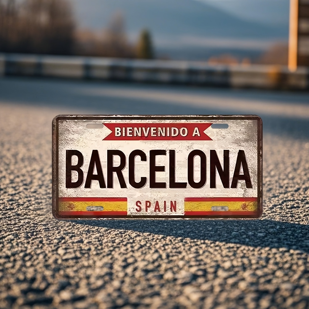 Vintage-Metallschild „Willkomm – Home Barcelona Bewertung und Preis