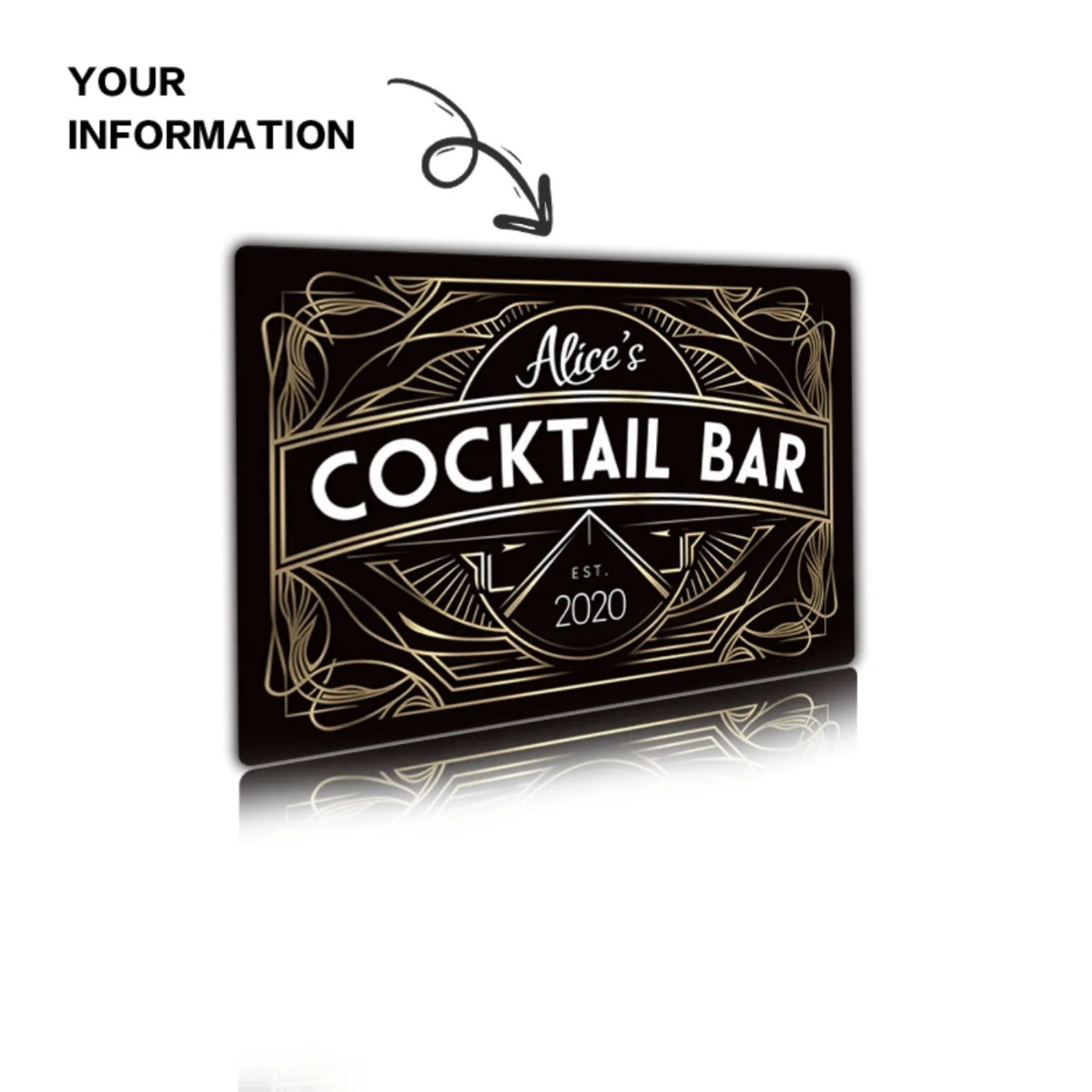 Personalisiertes Art-Deco-Meta – Home Bar Signs Bewertung und Preis