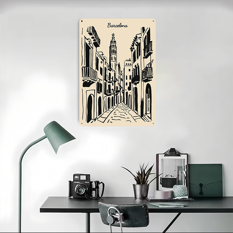 Barcelona Straßen-Metallposter – Home Barcelona Bewertung und Preis