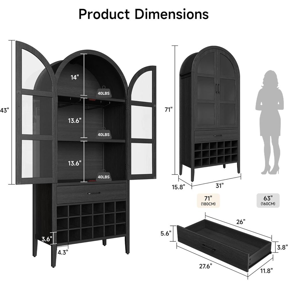 71 Zoll hoher gewölbter Weinba – Home Bar Shelves Bewertung und Preis